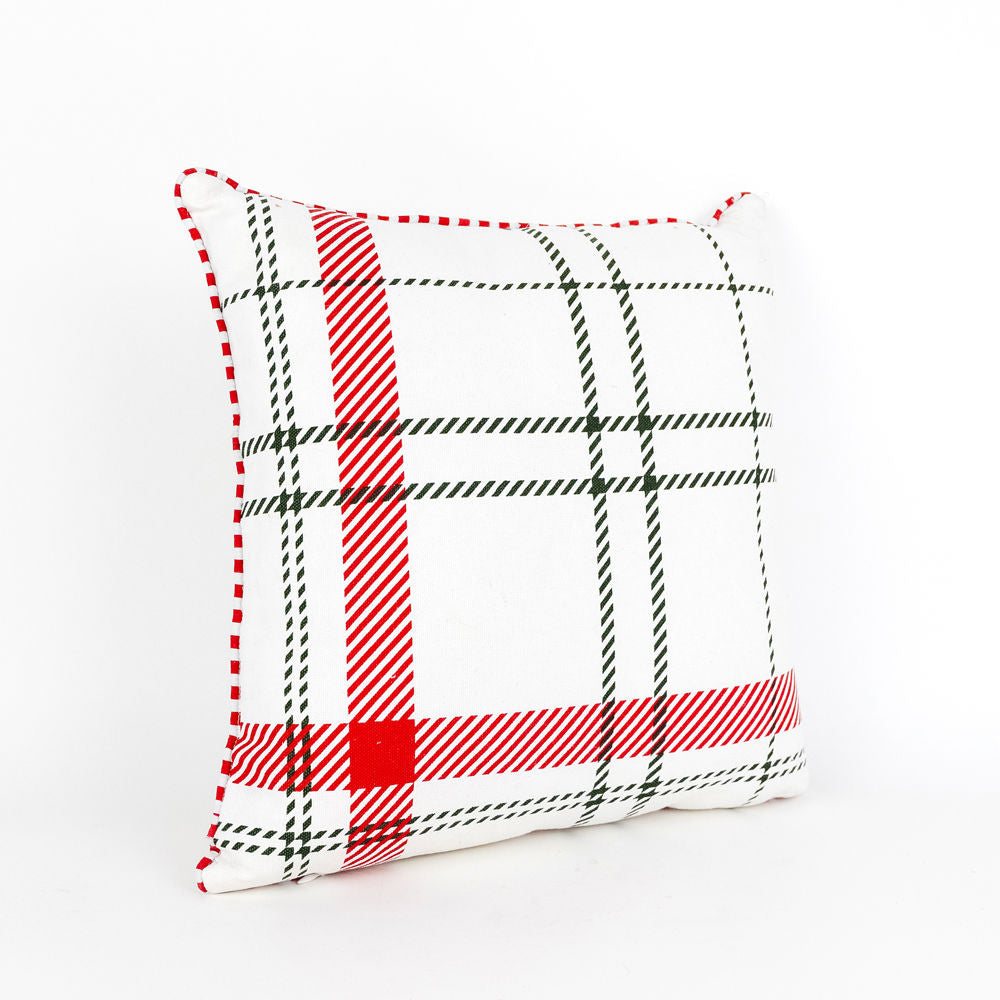 14" Reversible Pillow - Candy Cane | White, Red and Green