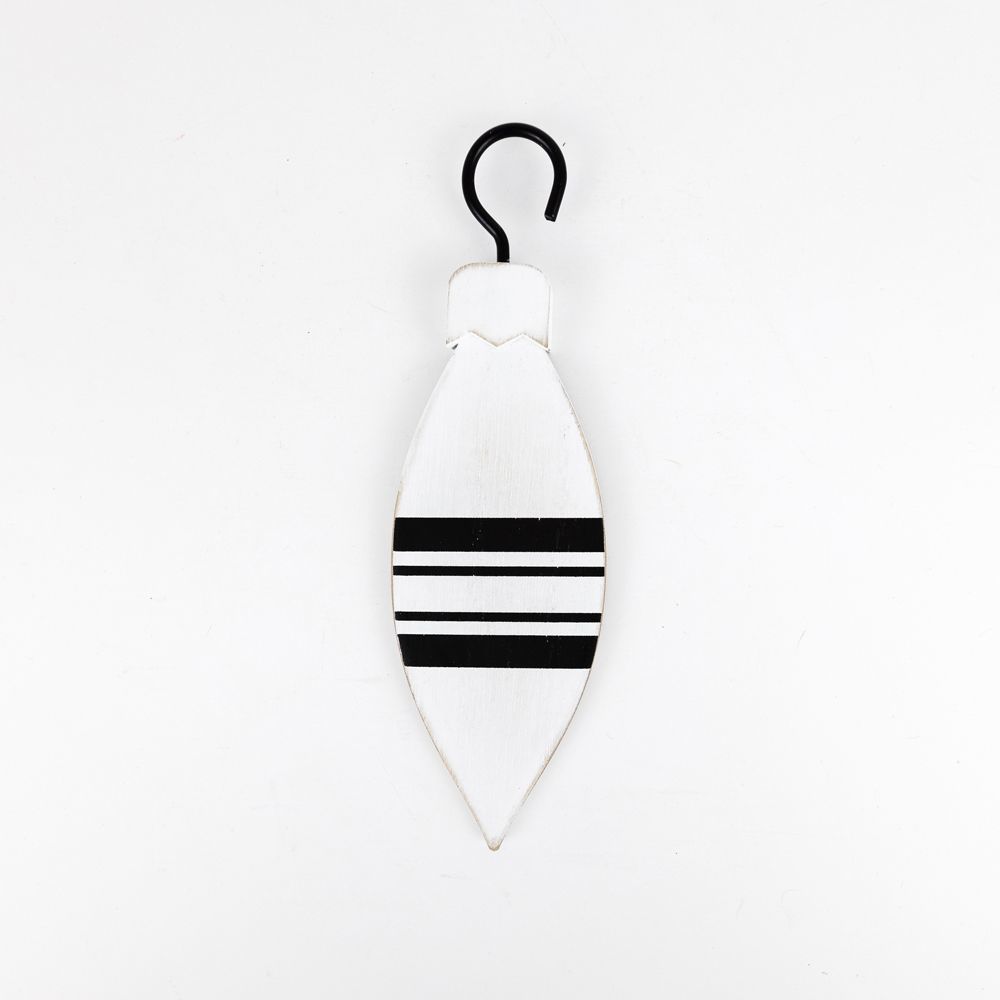 6" Reversible Wood Teardrop Ornament - White and Black