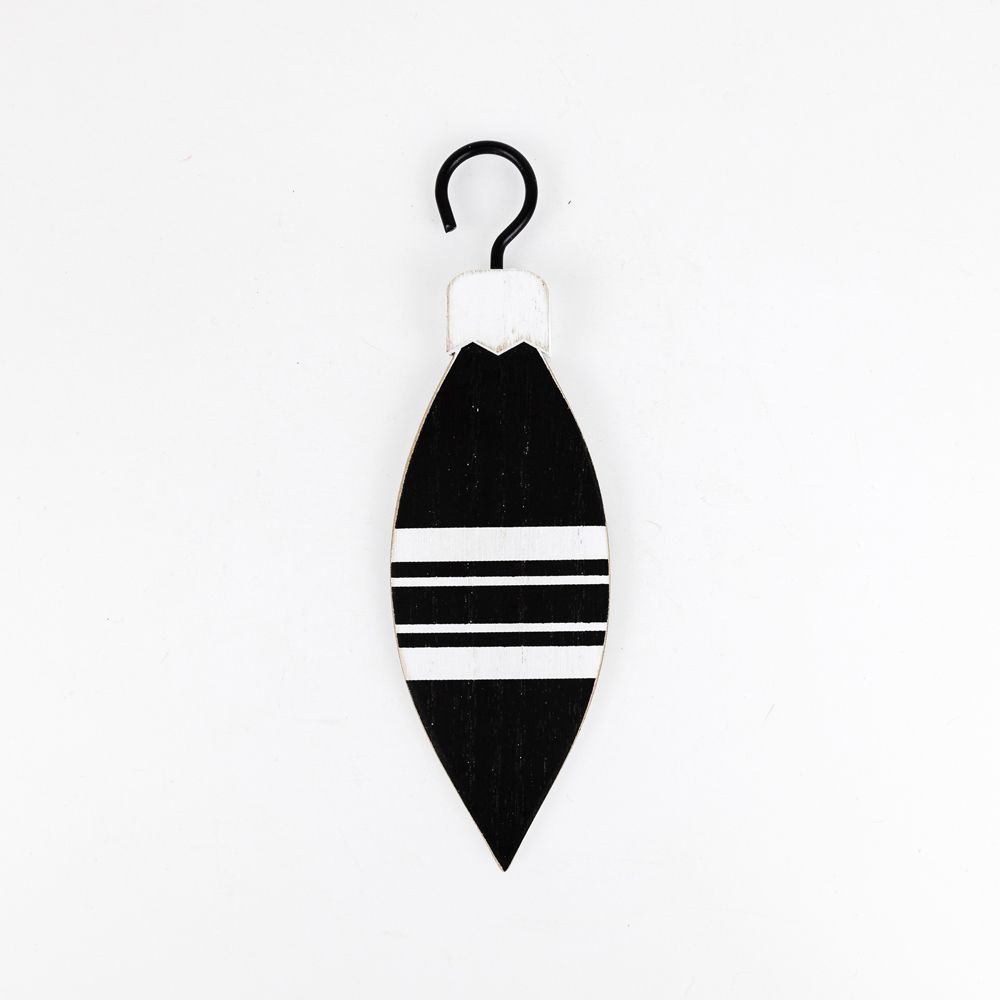 6" Reversible Wood Teardrop Ornament - White and Black