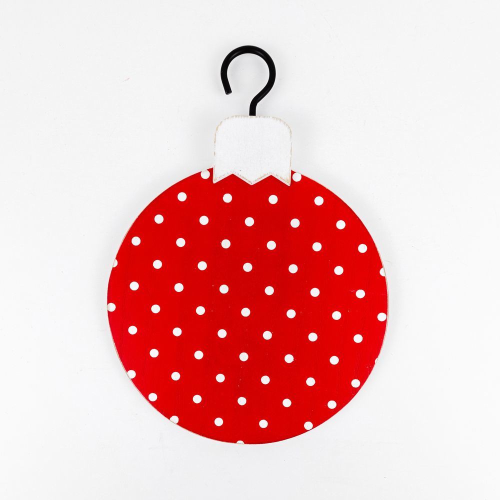 5" Reversible Wood Ornament - Candy Cane | White and Red