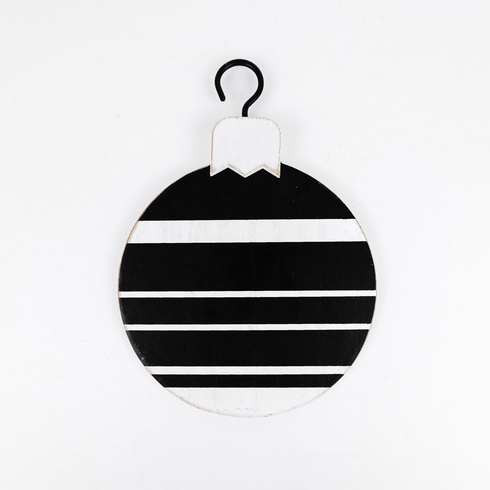 5" Reversible Wood Ornament - Stripe | White and Black