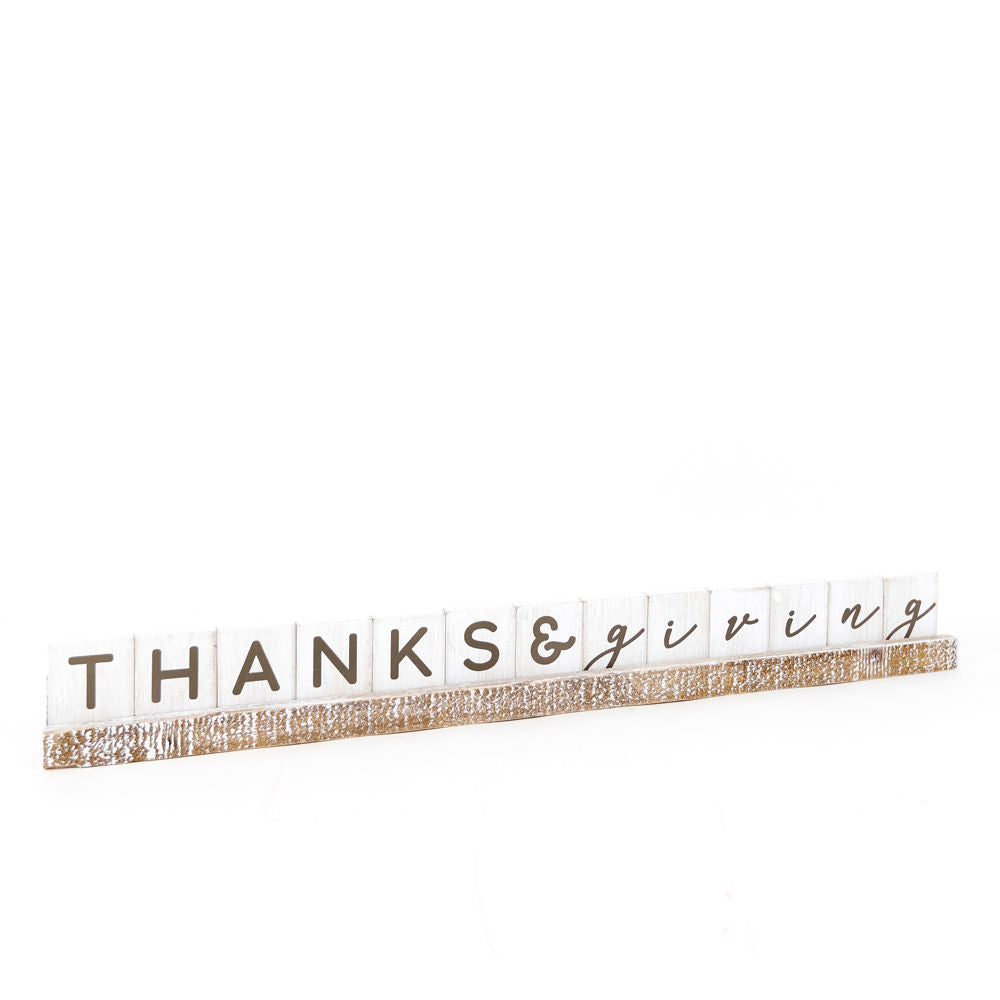 20" Wood Ledge Kit - Thanksgiving | White and Brown