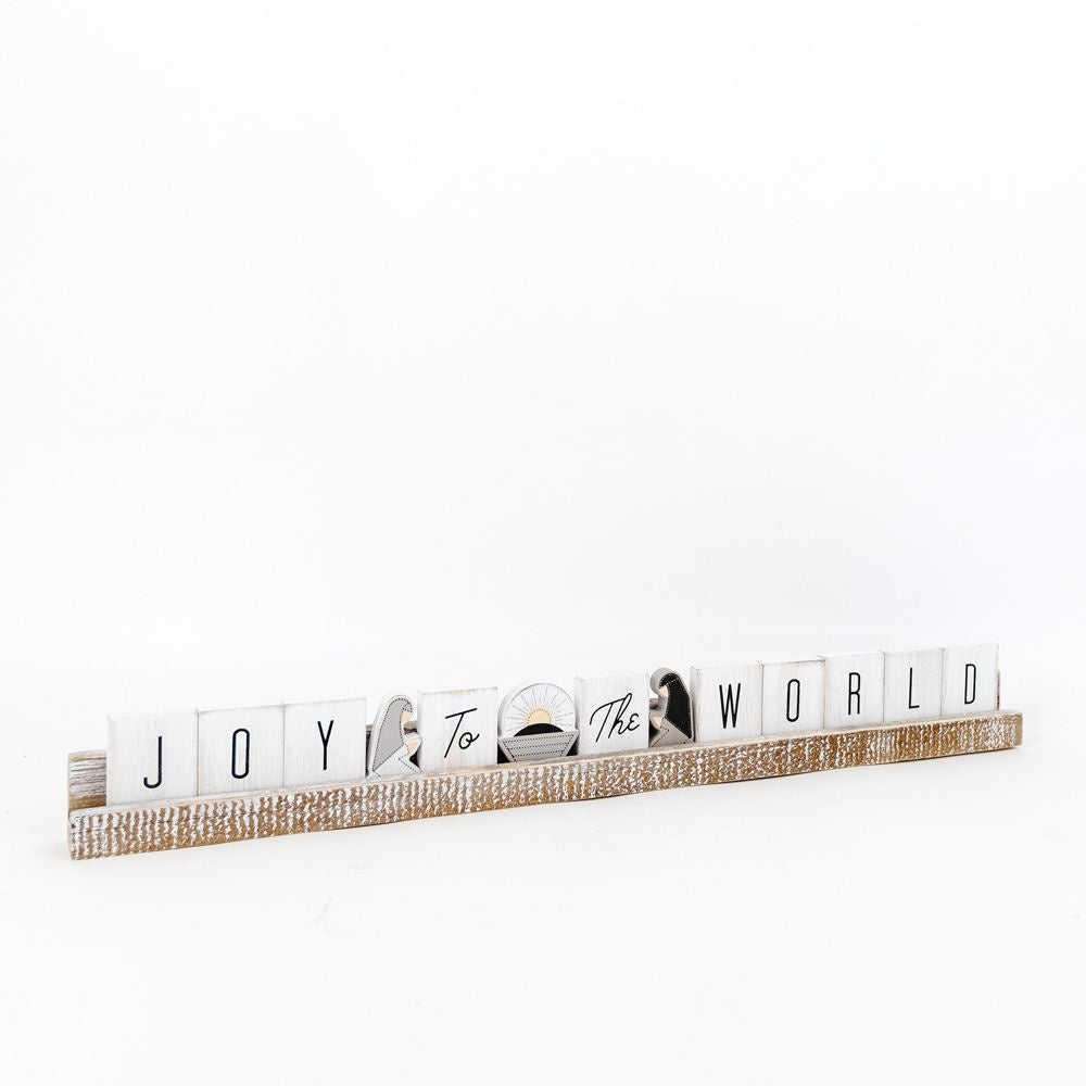 20" Wood Ledge Kit - Joy To The World | White, Black and Gray
