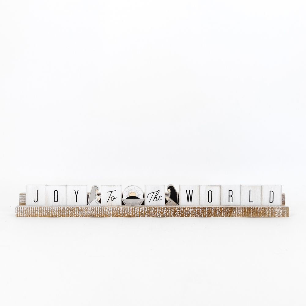 20" X 2" X 1" Wood Ledgie Kit (Joy To The World) White/Black/Green/Red