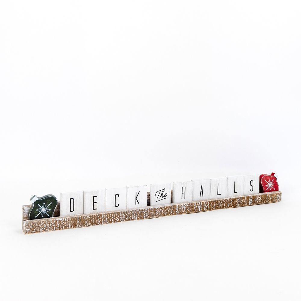 20" Wood Ledge Kit - Deck The Halls | White, Black, Green and Red