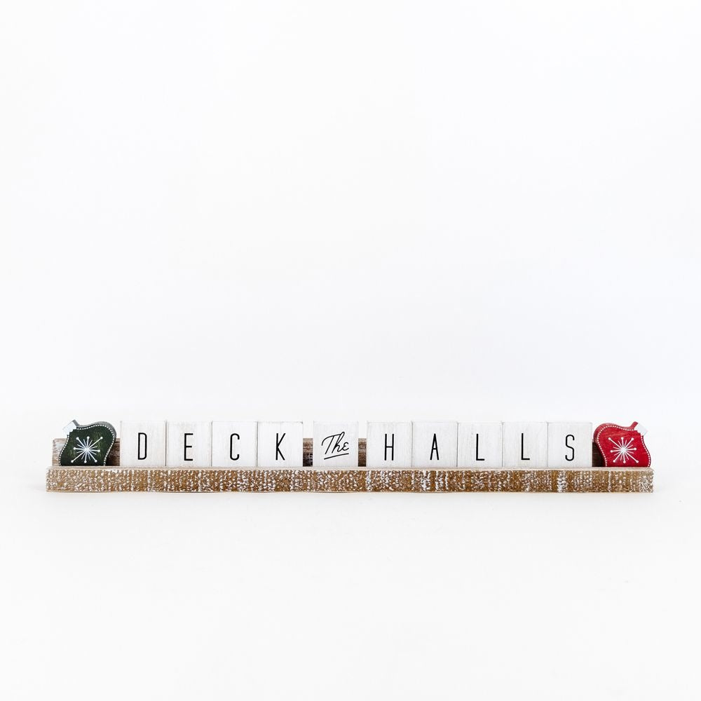 20" X 2" X 1" Wood Ledgie Kit (Deck The Halls) White/Black/Green/Red