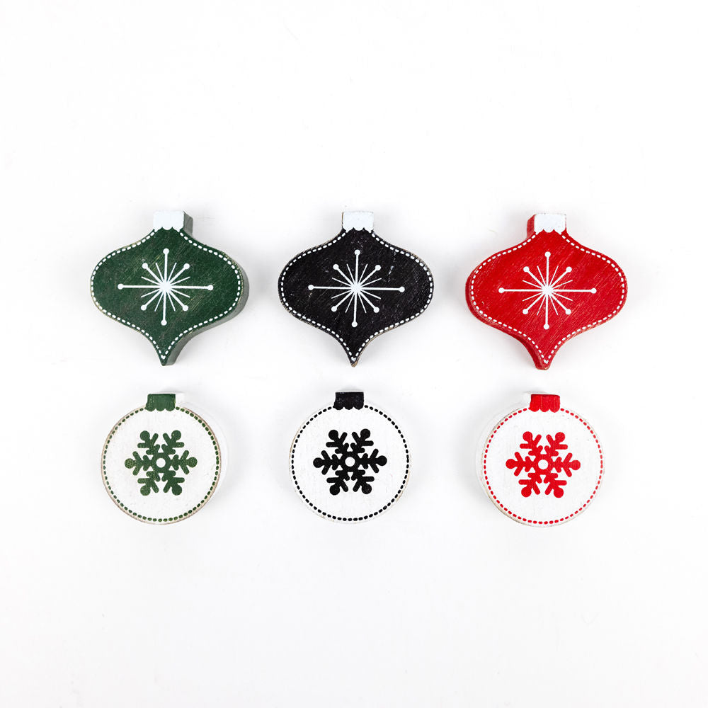 2" X 1.75" X .25" Wood Shapes Set Of 6 (Ornaments) Multicolor
