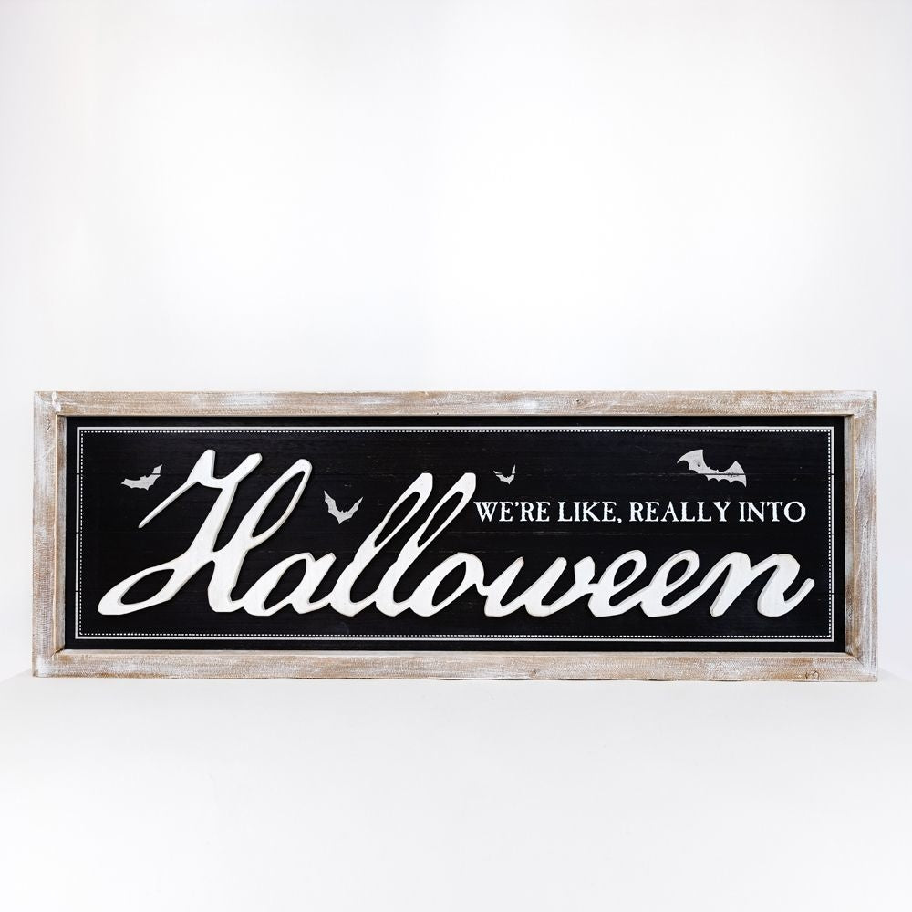 47” x 16” Reversible Wood Frame Sign - Really Into Christmas and Halloween | Multicolor