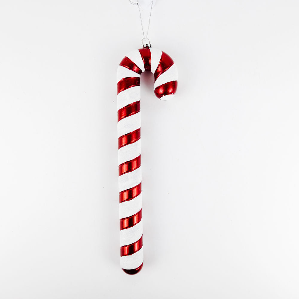 12" Acrylic Candy Cane Ornament, Red/White