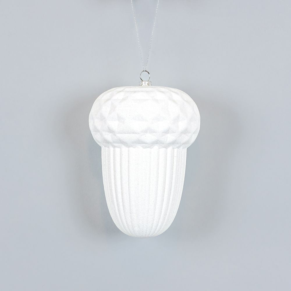 6" Acrylic Acorn Ornament - White