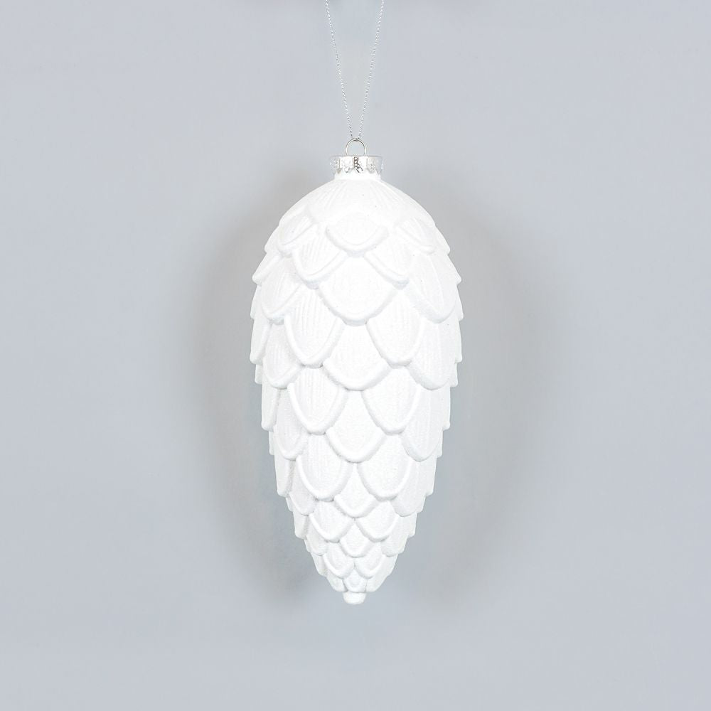 8" Acrylic Pine Cone Ornament - White