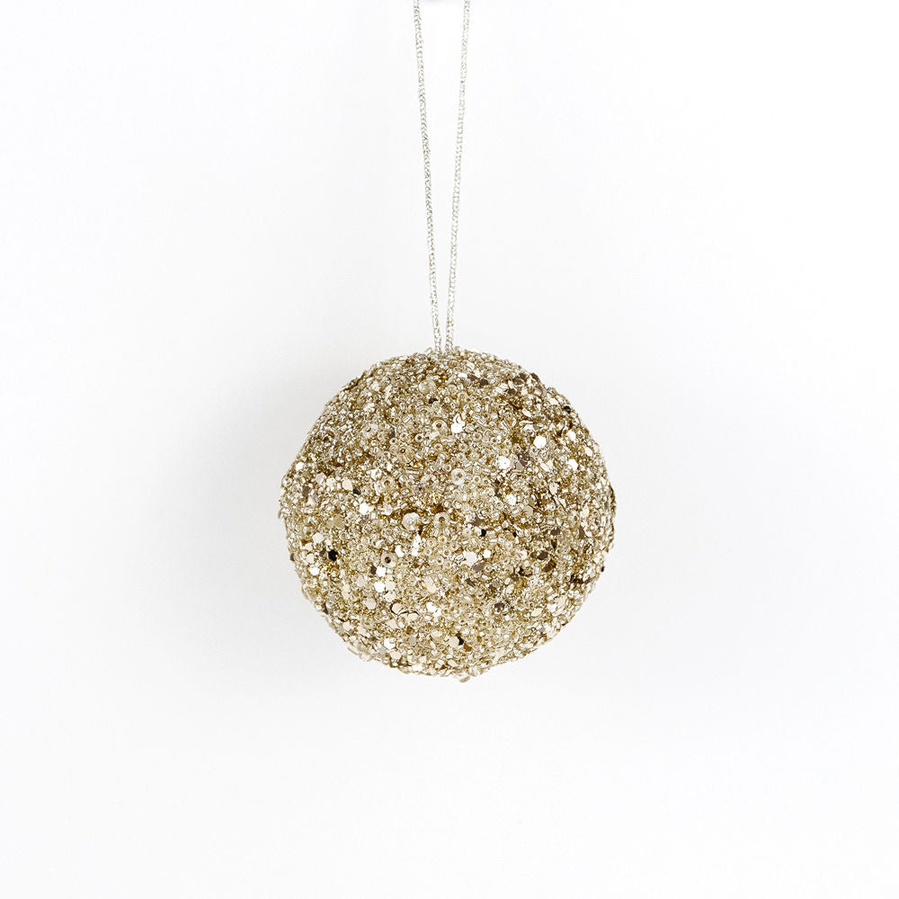 3" Jewel Ball Ornament, Champagne