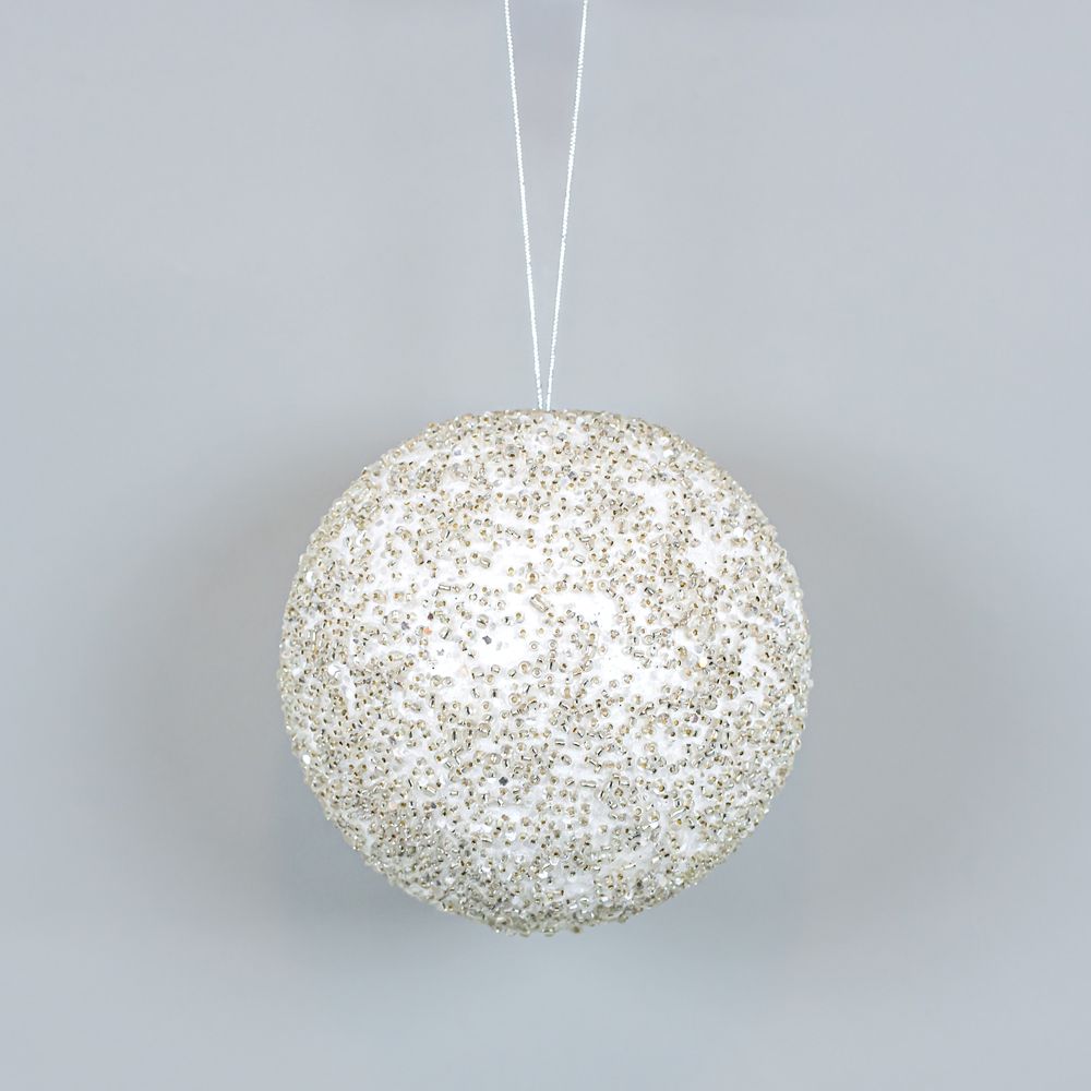 6" Jewel Ball Ornament - White