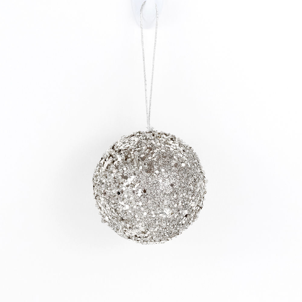 3" Jewel Ball Ornament - Silver