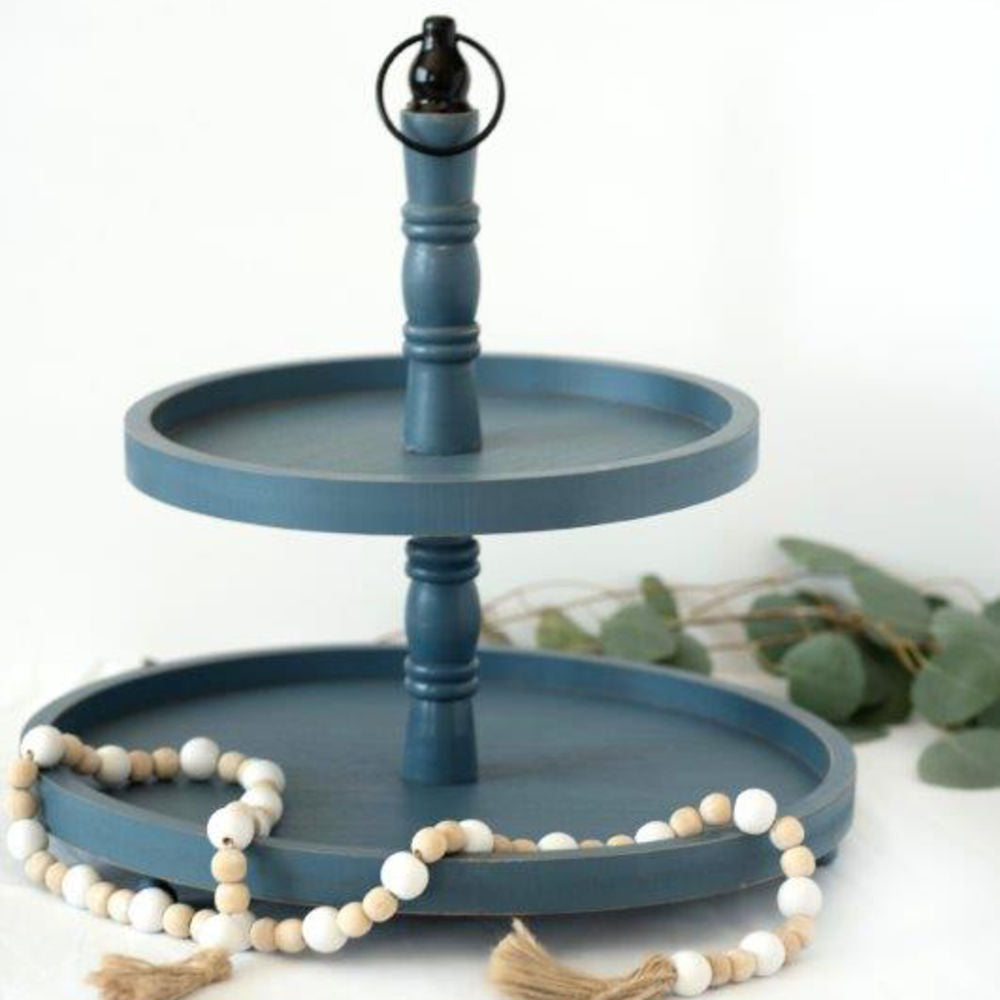 16" x 18" Two-Tiered Tray | Blue and Black