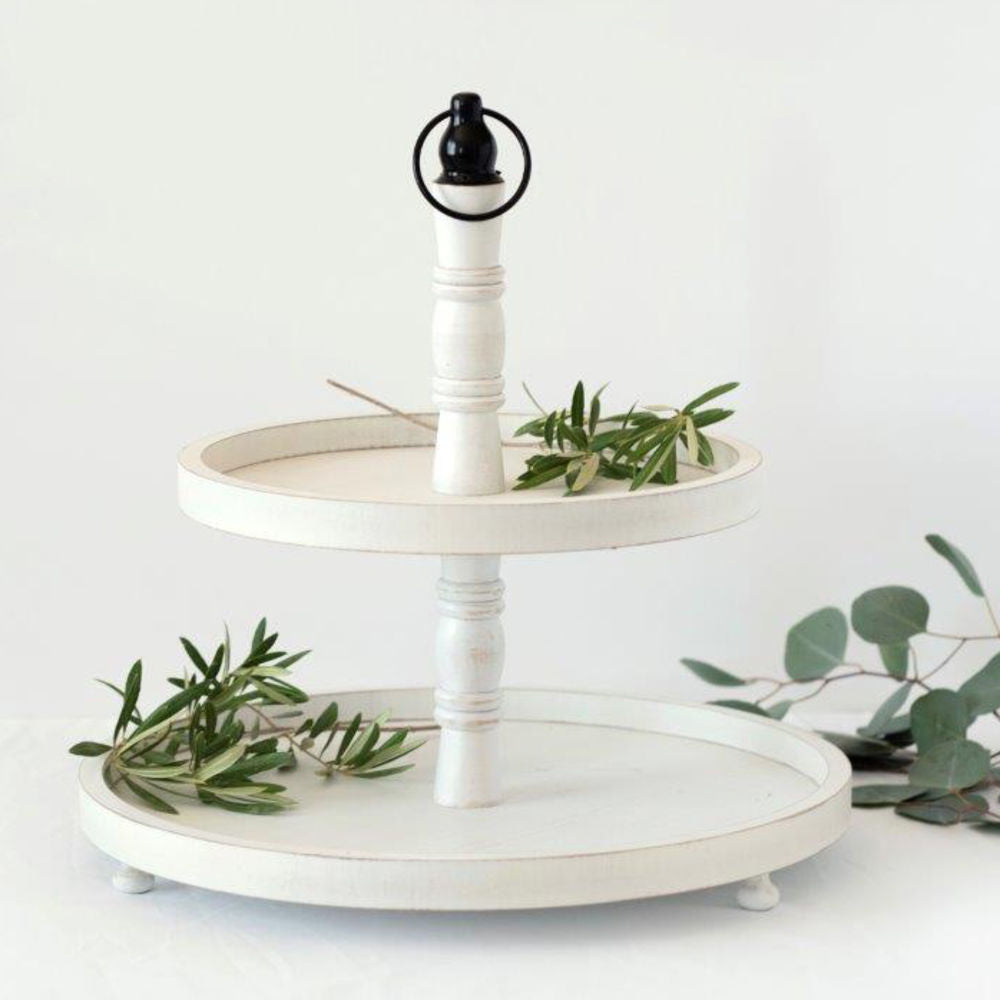 16" x 18" Two-Tiered Tray | White and Black