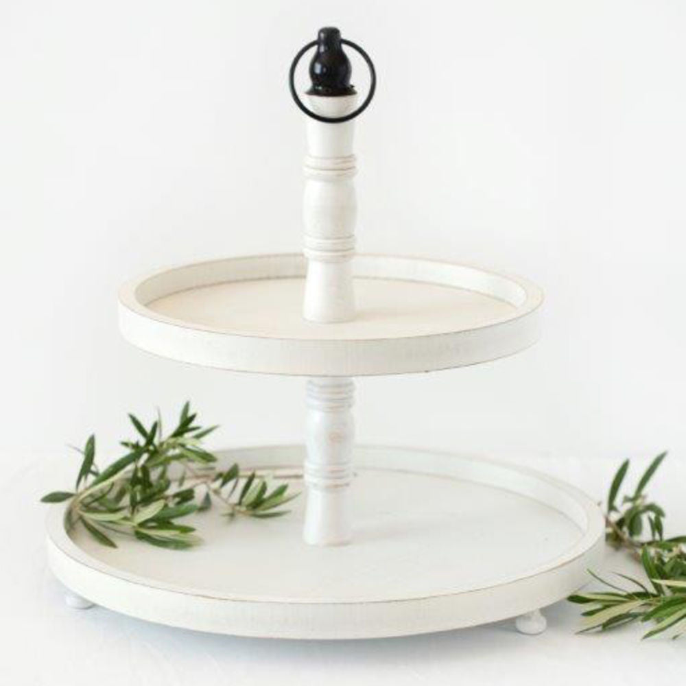 16" x 18" Two-Tiered Tray | White and Black