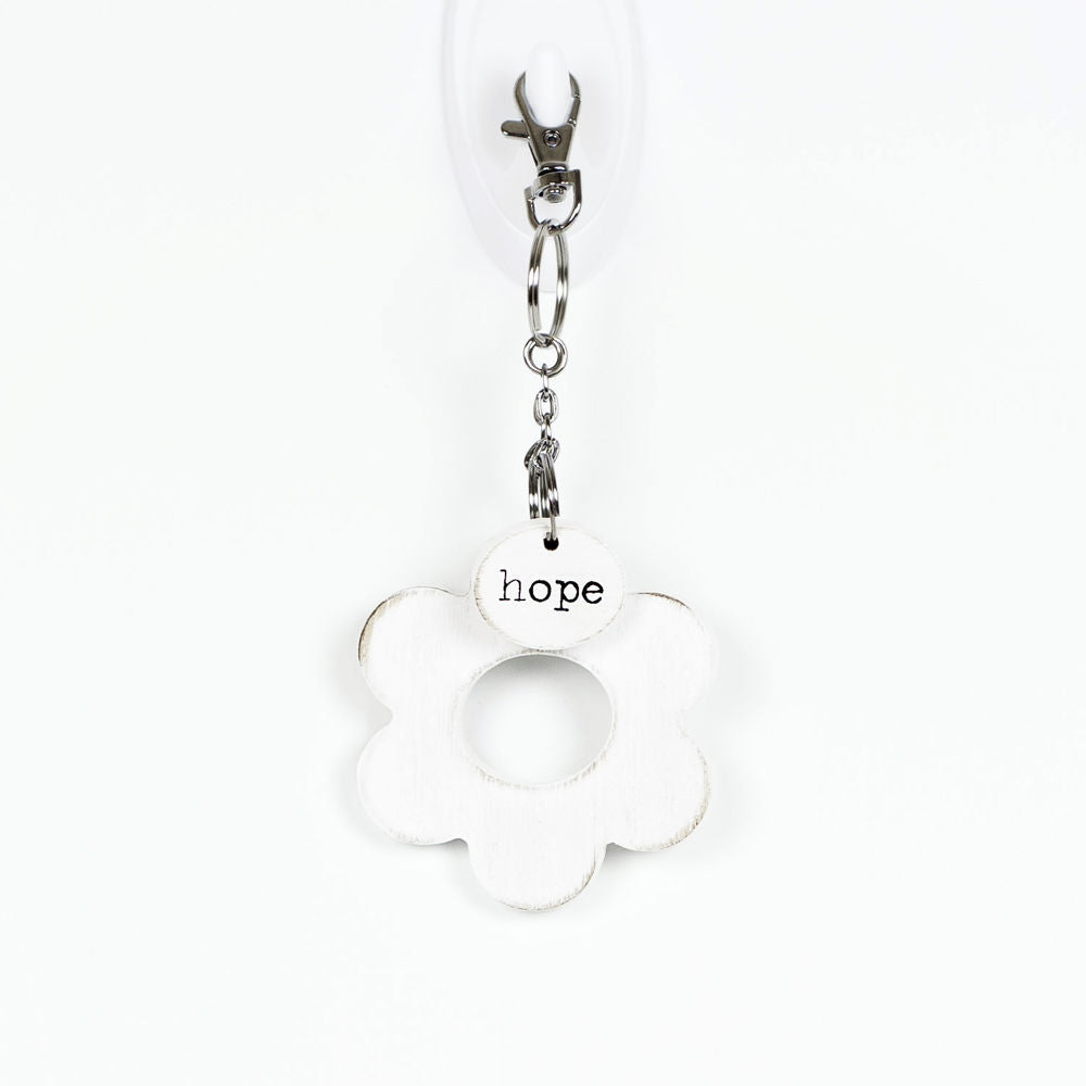 3” Wood Keychain - Hope | White and Black