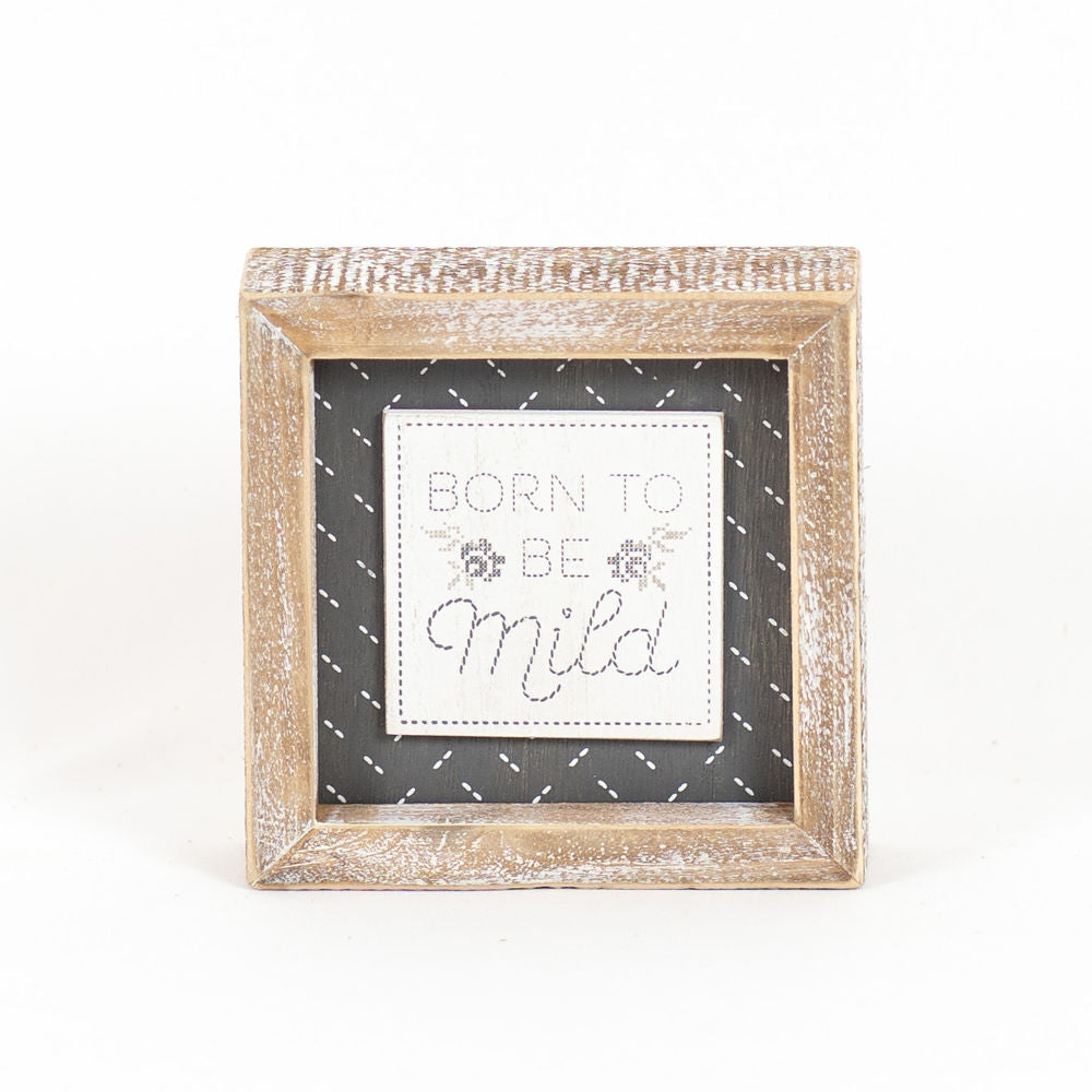 5" Reversible Wood Frame Sign - Mild/Nope | White and Gray | Cozy Cottage Collection