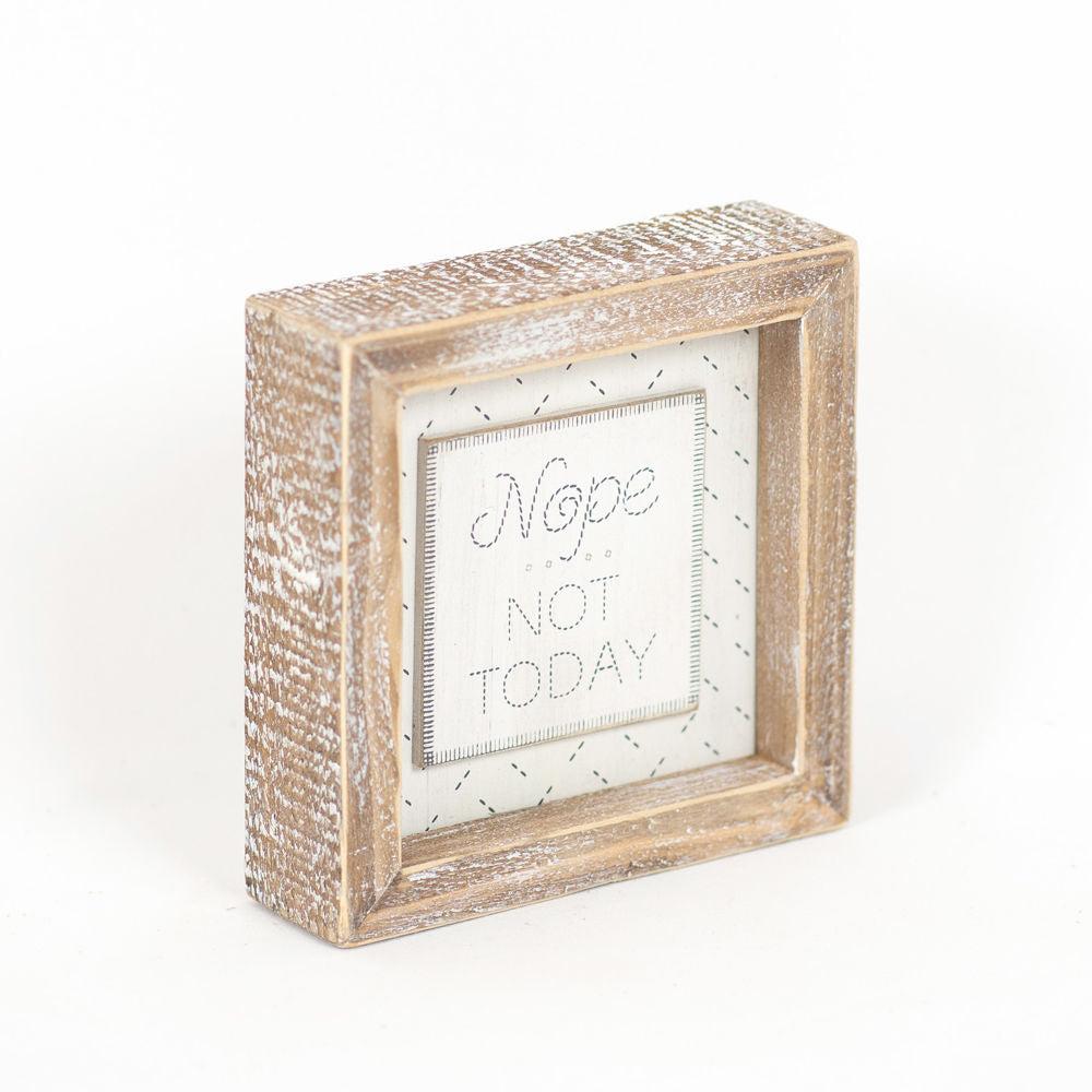 5" Reversible Wood Frame Sign - Mild/Nope | White and Gray | Cozy Cottage Collection