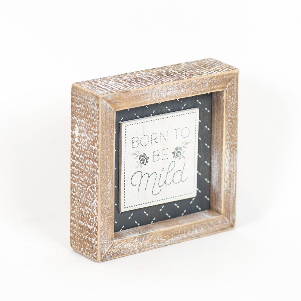 5" Reversible Wood Frame Sign - Mild/Nope | White and Gray | Cozy Cottage Collection