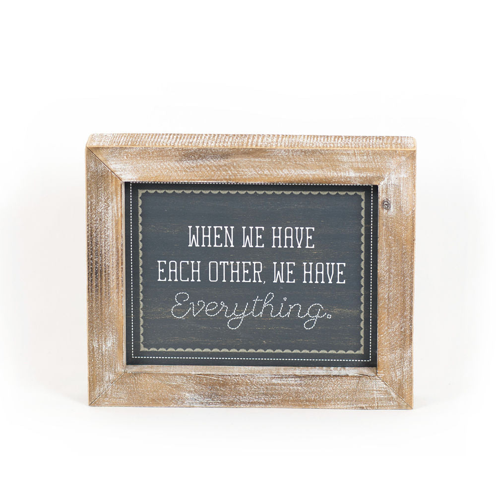 12" x 10" Reversible Wood Framed Sign - Family | White and Grey