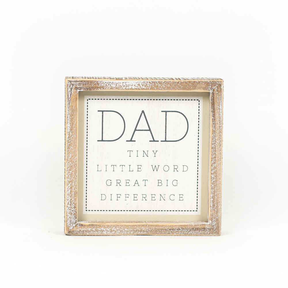 7" Reversible Wood Framed Sign - Good Man and Dad | White, Grey and Tan