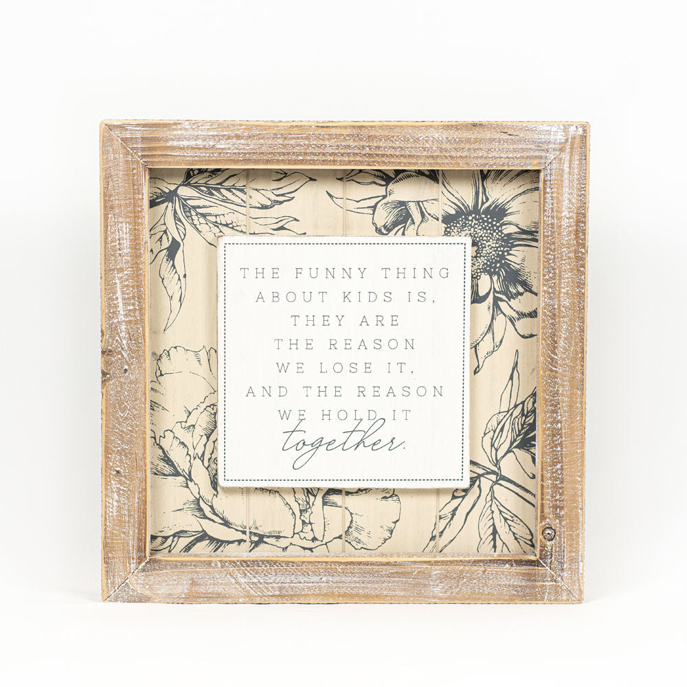 14" Reversible Wood Frame Sign - Proud and Funny | Multicolor
