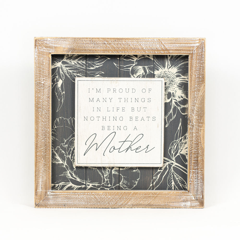 14" Reversible Wood Frame Sign - Proud and Funny | Multicolor