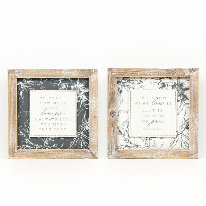 14" X 14" X 2" Reversible Wood Framed Sign (Say I Love You/Know What Love Is) White/Gray