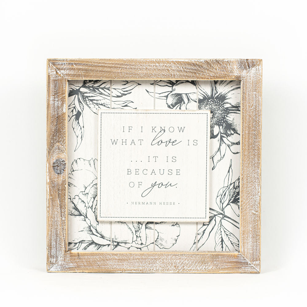 14" Reversible Wood Frame Sign - Say and Know | White and Grey