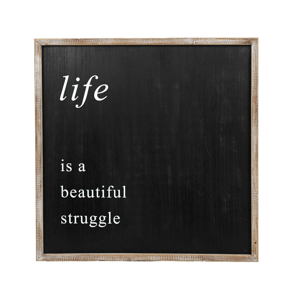 24" Reversible Wood Framed Sign - Life/Amazing | Black and White