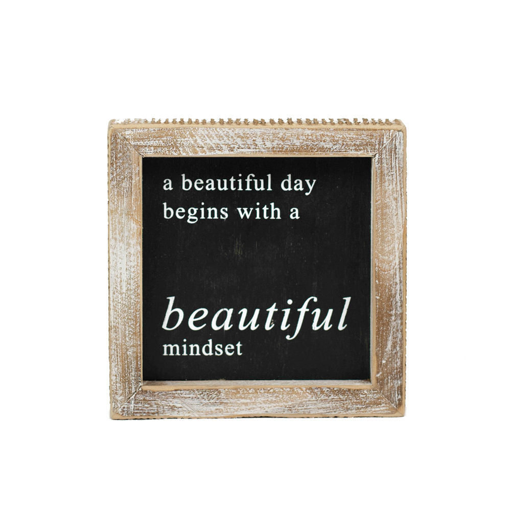 5" Reversible Wood Framed Sign - Beautiful | Black and White