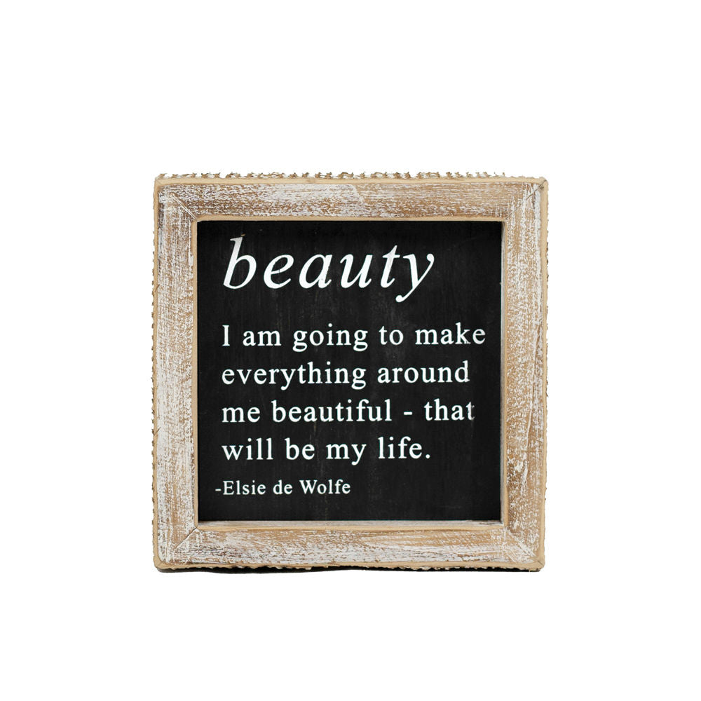 5" Reversible Wood Framed Sign - Beautiful | Black and White