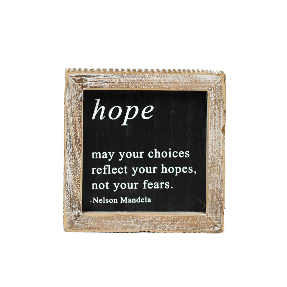 5" Reversible Wood Framed Sign - Hope and Patience | White and Black