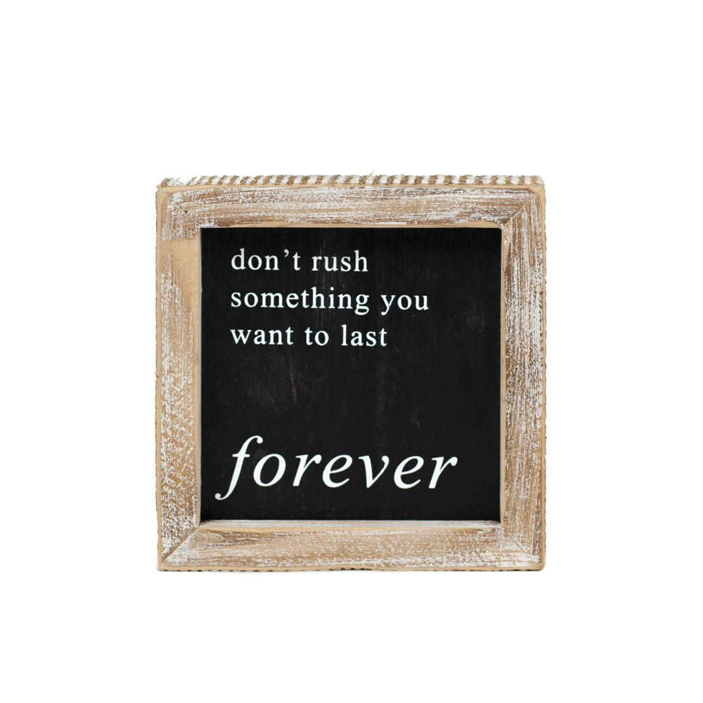 5" Reversible Wood Framed Sign - Hope and Patience | White and Black