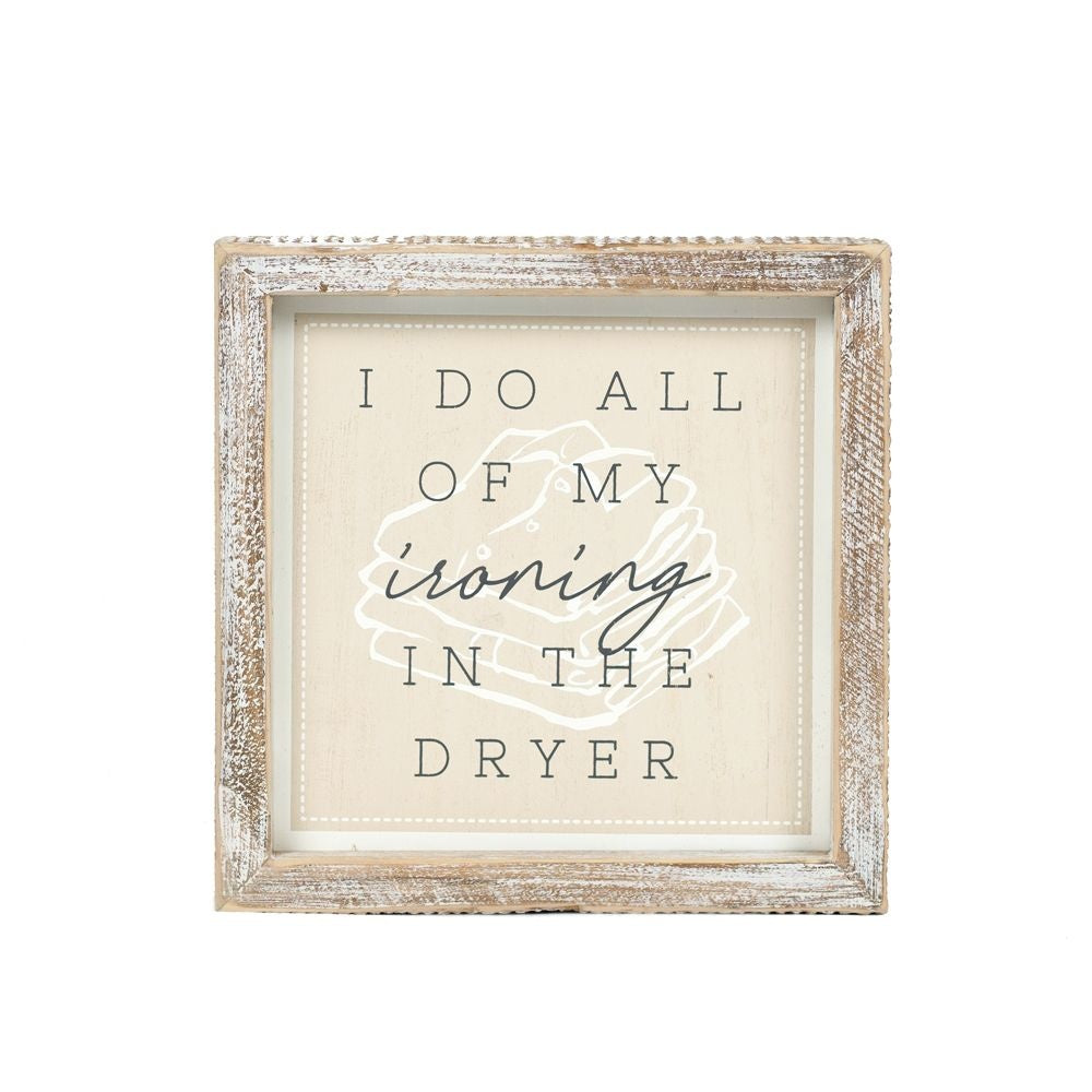 7" Reversible Wood Frame Sign - Ironing/Laundry | Washroom Collection