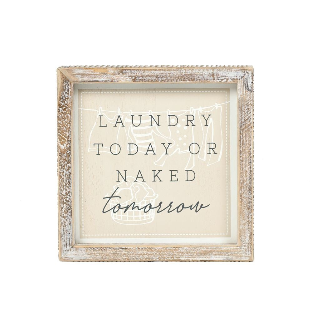7" Reversible Wood Frame Sign - Ironing/Laundry | Washroom Collection