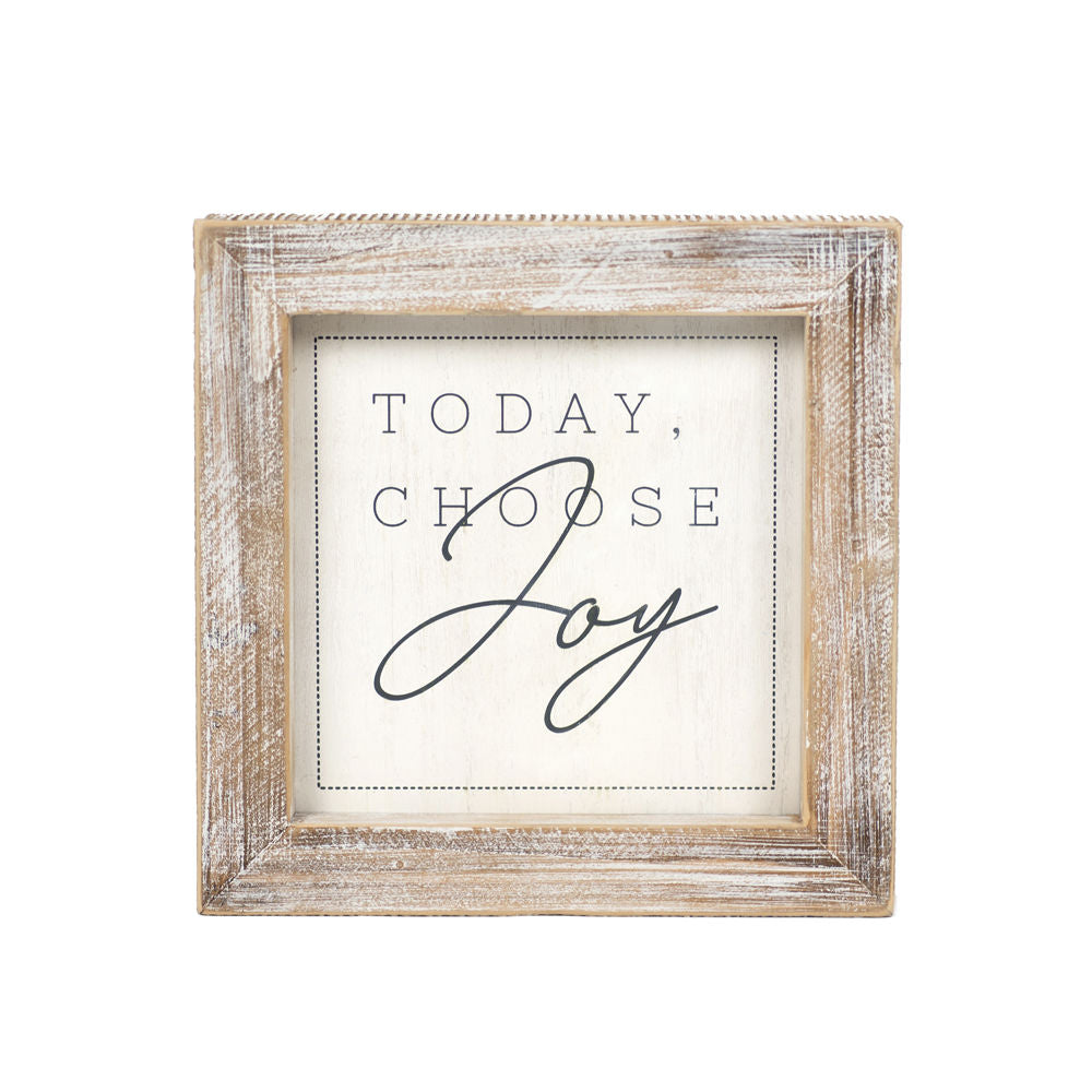 10" Reversible Wood Frame Sign - Coming/Joy | White and Gray