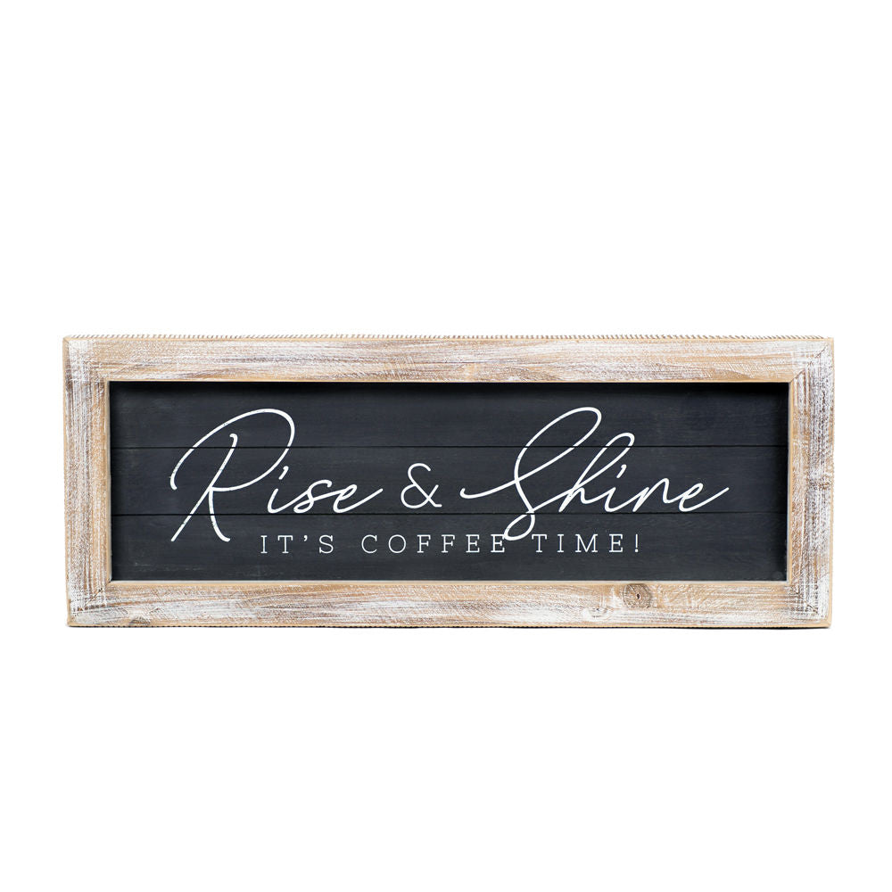 24" x 9" Reversible Wood Frame Sign - Rise/Shine and Today's Special | White and Grey