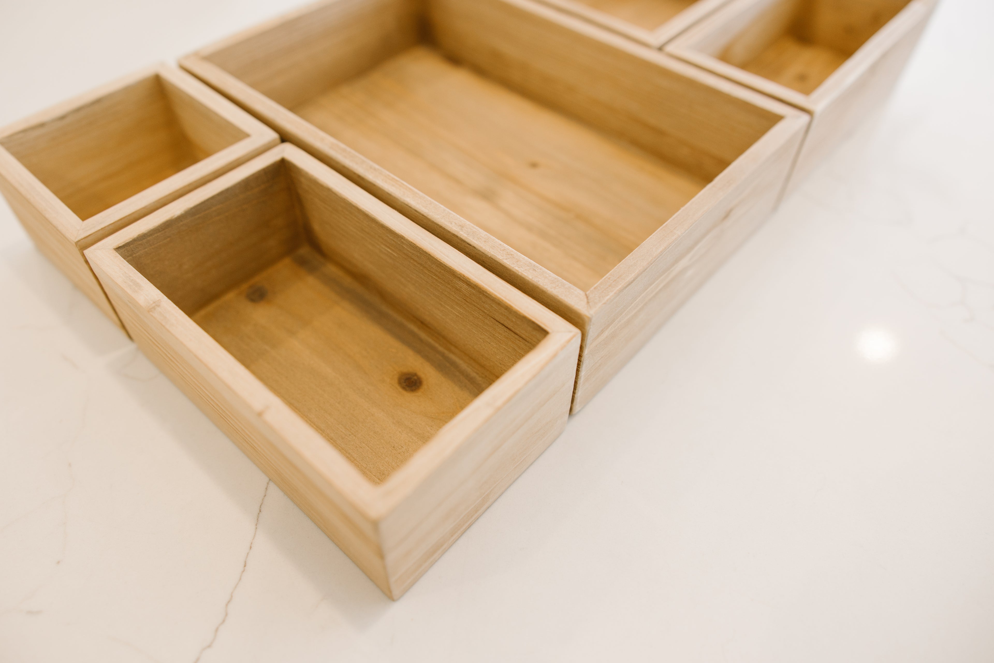 Wood Storage Bin Set - Brown (Set of 5) | Sizes Ranging from 4x7 to 7x11