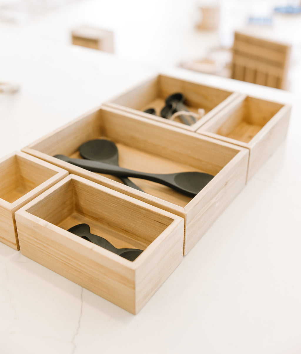 Wood Storage Bin Set - Brown (Set of 5) | Sizes Ranging from 4x7 to 7x11
