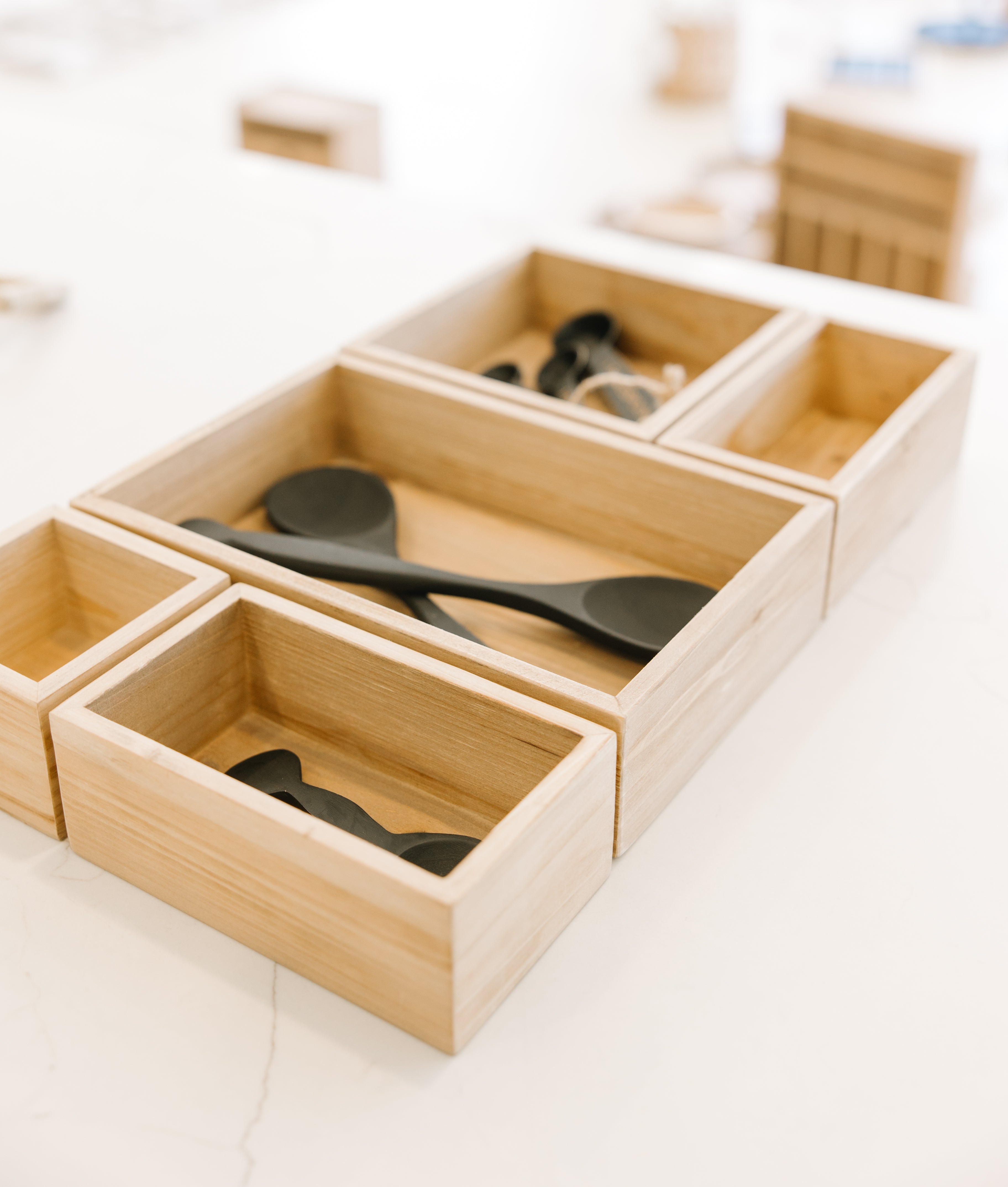 Wood Storage Bin Set - Brown (Set of 5) | Sizes Ranging from 4x7 to 7x11