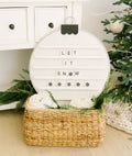 25" Round Wood Ornament Letterboard - White and Black