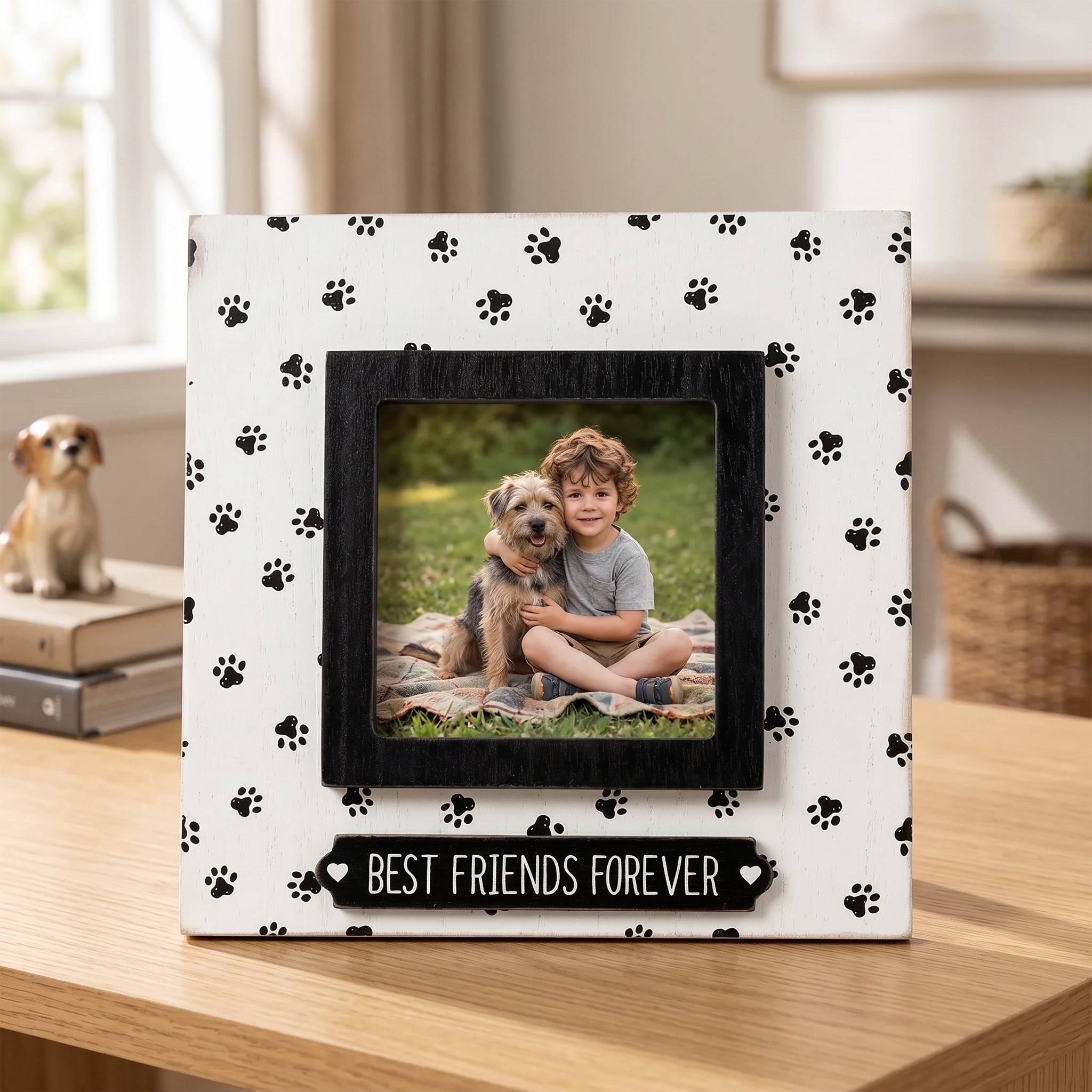 8" x 8" Wood Photo Frame - Best Friends Forever | Fur Babies Collection | Holds 4x4 Photo