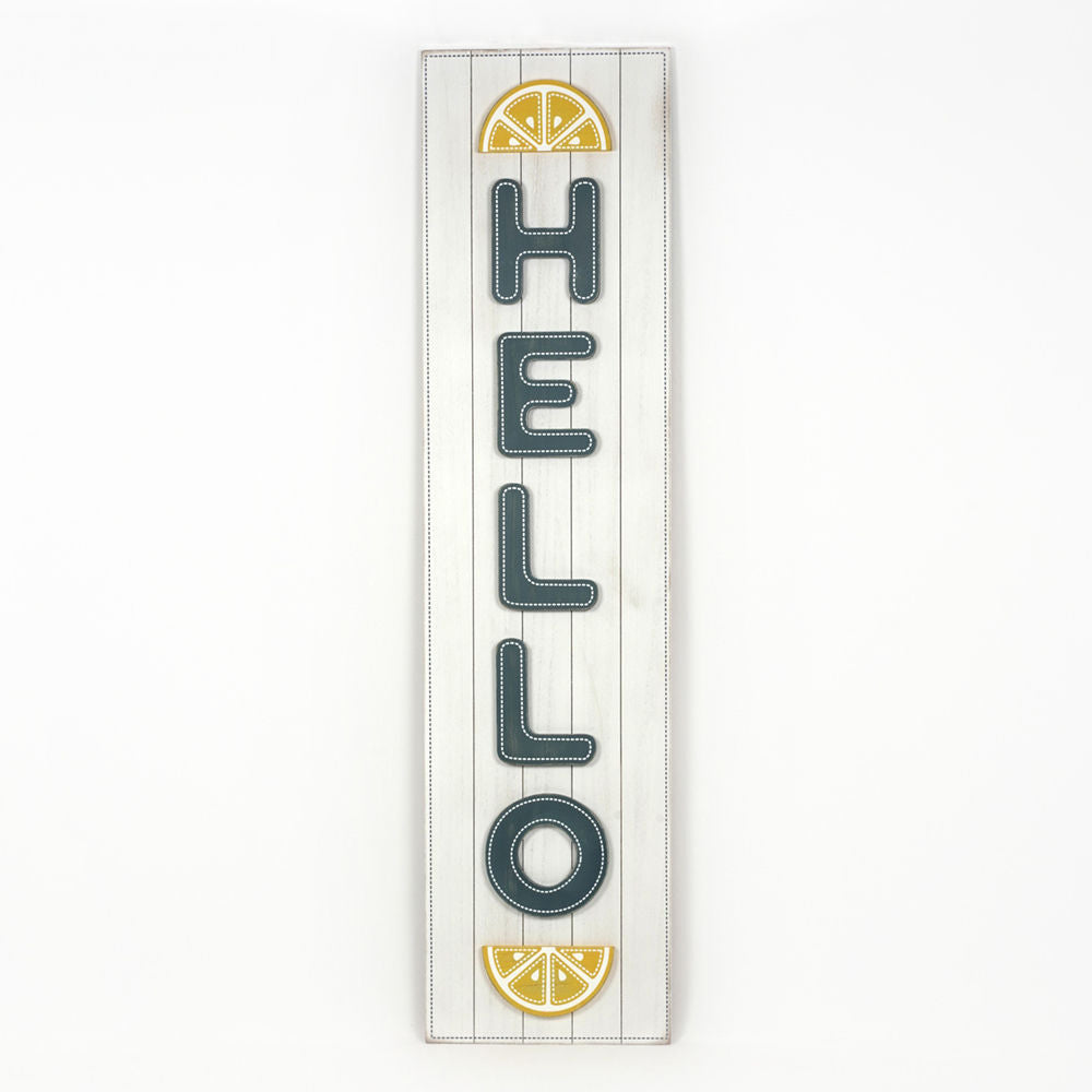 12" x 47" Reversible Wood Sign - Grand Old Flag and Hello Lemons | Multicolor