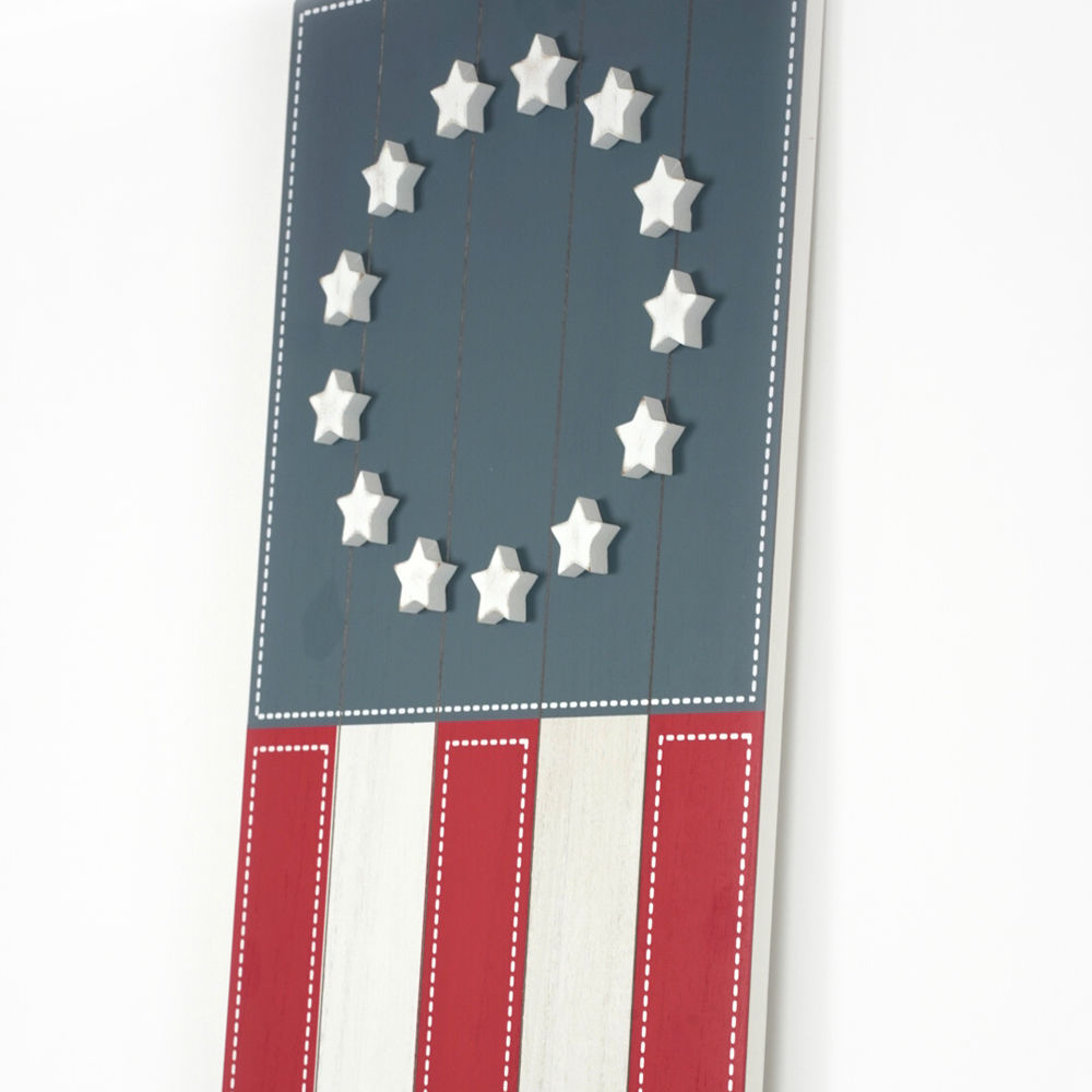 12" x 47" Reversible Wood Sign - Grand Old Flag and Hello Lemons | Multicolor