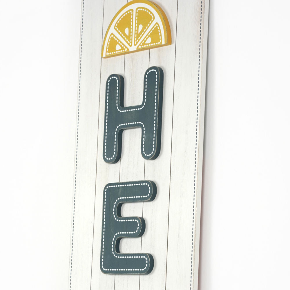 12" x 47" Reversible Wood Sign - Grand Old Flag and Hello Lemons | Multicolor