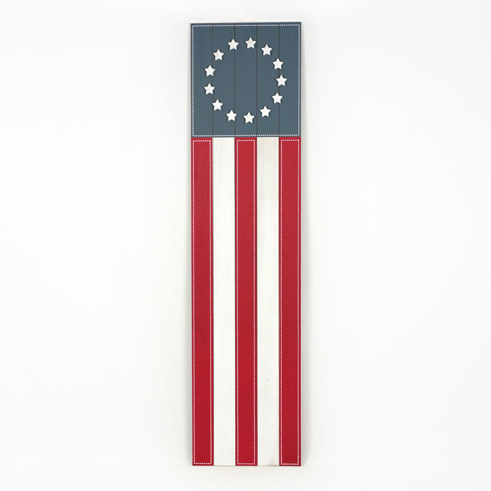 12" x 47" Reversible Wood Sign - Grand Old Flag and Hello Lemons | Multicolor