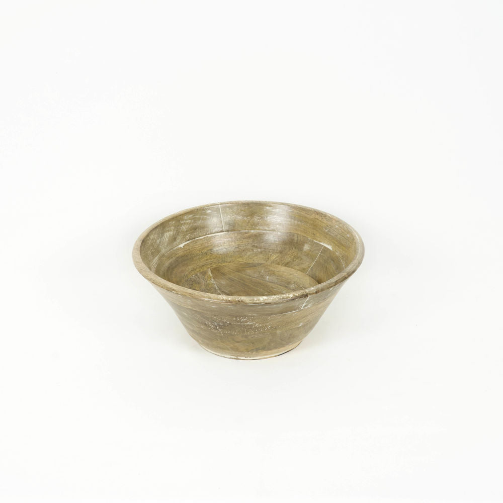 12" Mango Wood Bowl - Natural and White